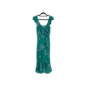 Socialite Green Floral Ruffle Midi Dress – Size XS – Worn Once